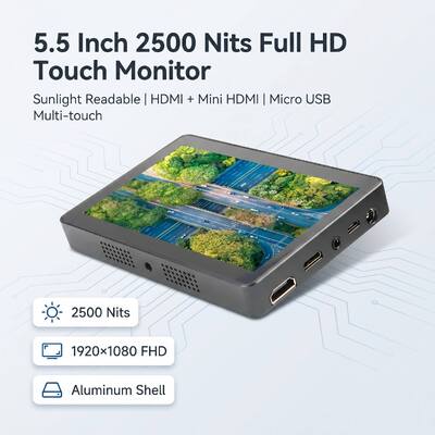 acheter Moniteur tactile Full HD 5.5 pouces, 2500 Nits, 1920 × 1080, HDMI, Mini HDMI, Micro USB, coque en aluminium, affichage lisible à la lumière du soleil fabrication en ligne