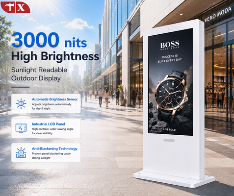 Affichage LCD publicitaire extérieur commercial de 75 ̊ avec une luminosité élevée de 3000 nits